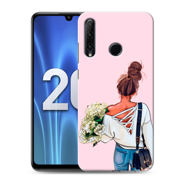 Силиконовый чехол на Huawei Honor 20 Lite с принтом Девушка и букет Силиконовый чехол на Huawei Honor 20 Lite с принтом Девушка и букет