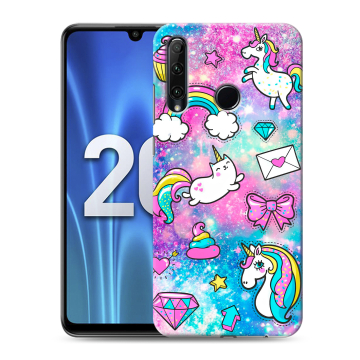 Силиконовый чехол на Huawei Honor 20 Lite с принтом Единороги
