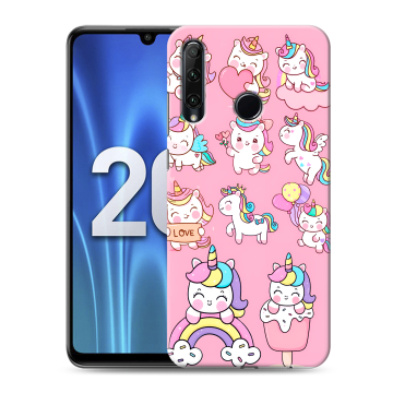 Силиконовый чехол на Huawei Honor 20 Lite с принтом Единороги и радуга