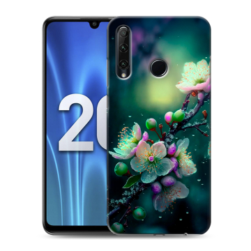 Силиконовый чехол на Huawei Honor 20 Lite с принтом Цветы и мрамор