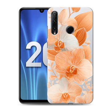 Силиконовый чехол на Huawei Honor 20 Lite с принтом Бежевые цветы Силиконовый чехол на Huawei Honor 20 Lite с принтом Бежевые цветы