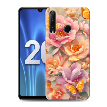 Силиконовый чехол на Huawei Honor 20 Lite с принтом Цветы и бабочки Силиконовый чехол на Huawei Honor 20 Lite с принтом Цветы и бабочки