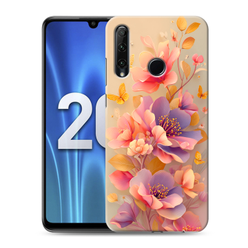 Силиконовый чехол на Huawei Honor 20 Lite с принтом Цветы и бабочки