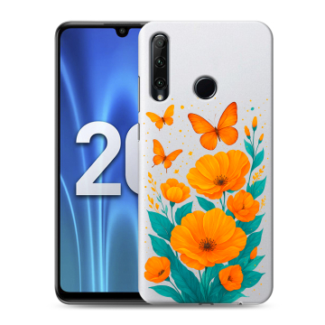 Силиконовый чехол на Huawei Honor 20 Lite с принтом цветы бабочки