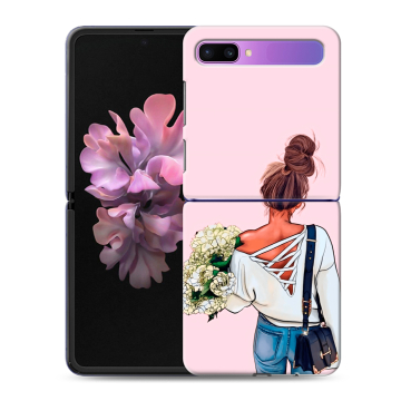 Пластиковый чехол на Samsung Galaxy Z Flip с принтом Девушка и букет Пластиковый чехол на Samsung Galaxy Z Flip с принтом Девушка и букет