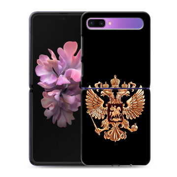 Пластиковый чехол на Samsung Galaxy Z Flip с принтом Герб России золотой Пластиковый чехол на Samsung Galaxy Z Flip с принтом Герб России золотой