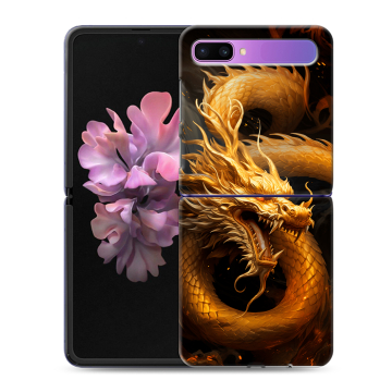 Пластиковый чехол на Samsung Galaxy Z Flip с принтом Золотой дракон Пластиковый чехол на Samsung Galaxy Z Flip с принтом Золотой дракон
