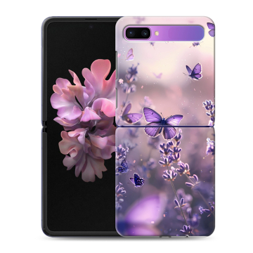 Пластиковый чехол на Samsung Galaxy Z Flip с принтом бабочки и лаванда