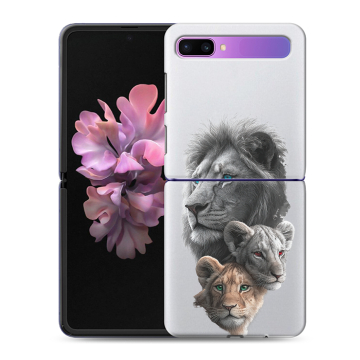 Пластиковый чехол на Samsung Galaxy Z Flip с принтом Львы Пластиковый чехол на Samsung Galaxy Z Flip с принтом Львы