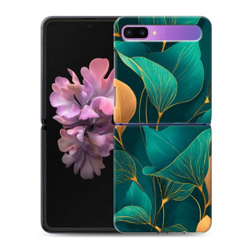 Пластиковый чехол на Samsung Galaxy Z Flip с принтом Листья и золото Пластиковый чехол на Samsung Galaxy Z Flip с принтом Листья и золото
