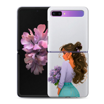Пластиковый чехол на Samsung Galaxy Z Flip с принтом девушка цветы Пластиковый чехол на Samsung Galaxy Z Flip с принтом девушка цветы