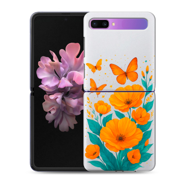 Пластиковый чехол на Samsung Galaxy Z Flip с принтом цветы бабочки Пластиковый чехол на Samsung Galaxy Z Flip с принтом цветы бабочки