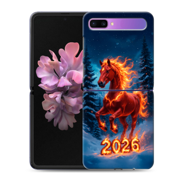 Пластиковый чехол на Samsung Galaxy Z Flip с принтом Новый год коня Пластиковый чехол на Samsung Galaxy Z Flip с принтом Новый год коня