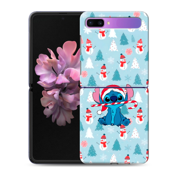 Пластиковый чехол на Samsung Galaxy Z Flip с принтом Стич Новый год Пластиковый чехол на Samsung Galaxy Z Flip с принтом Стич Новый год