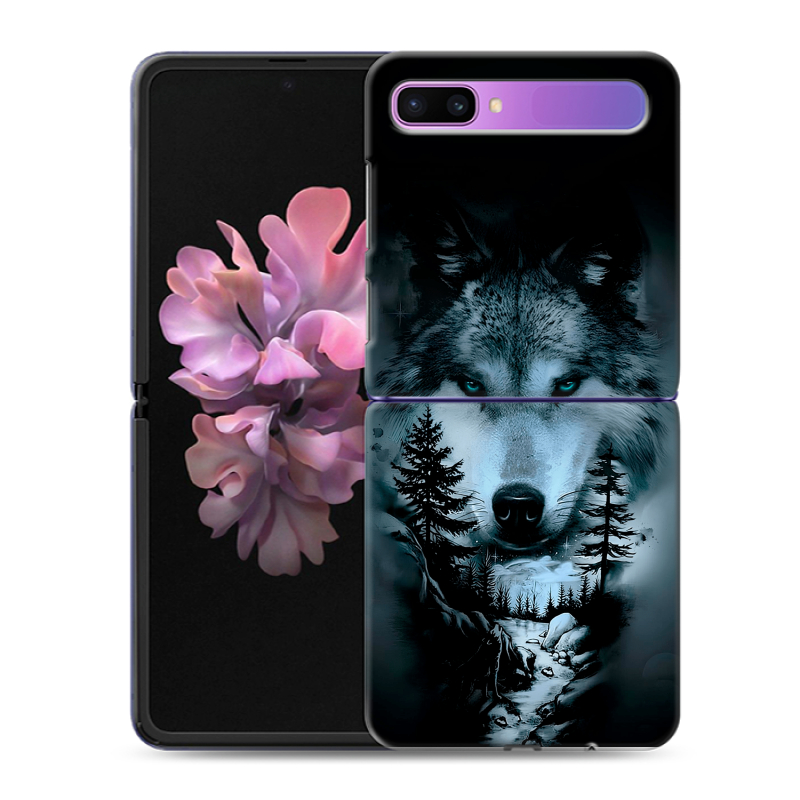 Пластиковый чехол на Samsung Galaxy Z Flip с принтом Лесной волк Пластиковый чехол на Samsung Galaxy Z Flip с принтом Лесной волк