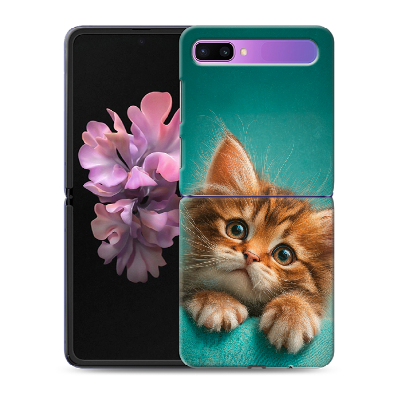 Пластиковый чехол на Samsung Galaxy Z Flip с принтом котенок Пластиковый чехол на Samsung Galaxy Z Flip с принтом котенок