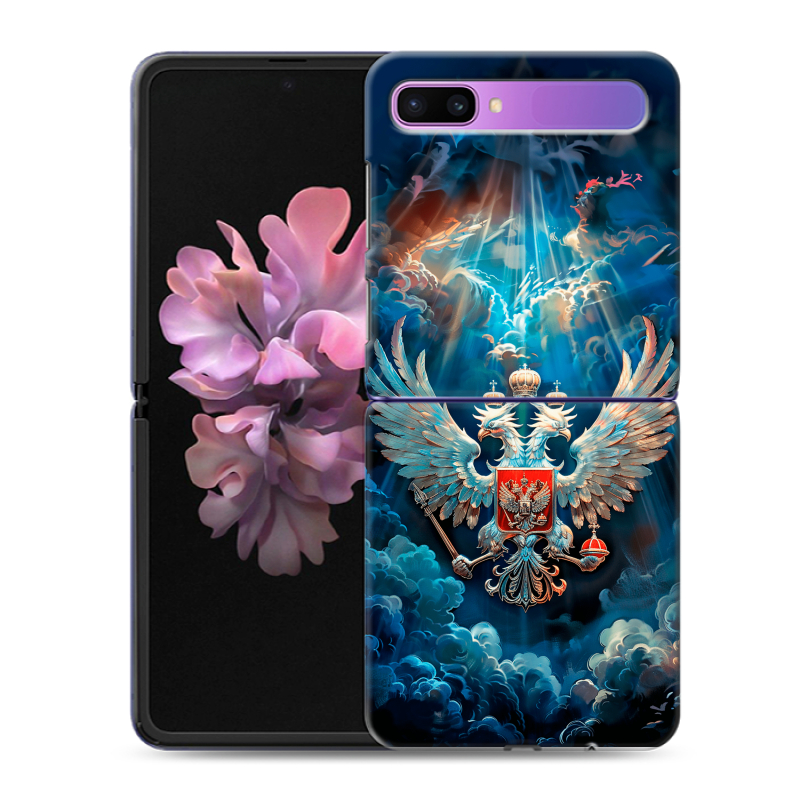 Пластиковый чехол на Samsung Galaxy Z Flip с принтом Герб флаг России Пластиковый чехол на Samsung Galaxy Z Flip с принтом Герб флаг России