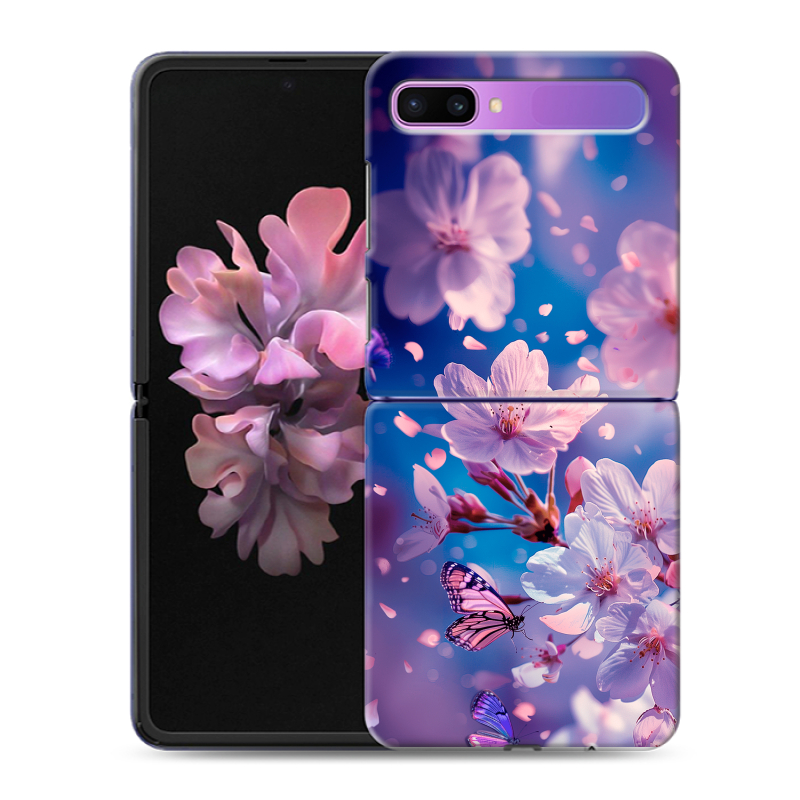 Пластиковый чехол на Samsung Galaxy Z Flip с принтом цветы бабочки Пластиковый чехол на Samsung Galaxy Z Flip с принтом цветы бабочки
