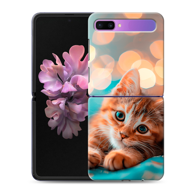 Пластиковый чехол на Samsung Galaxy Z Flip с принтом котик Пластиковый чехол на Samsung Galaxy Z Flip с принтом котик