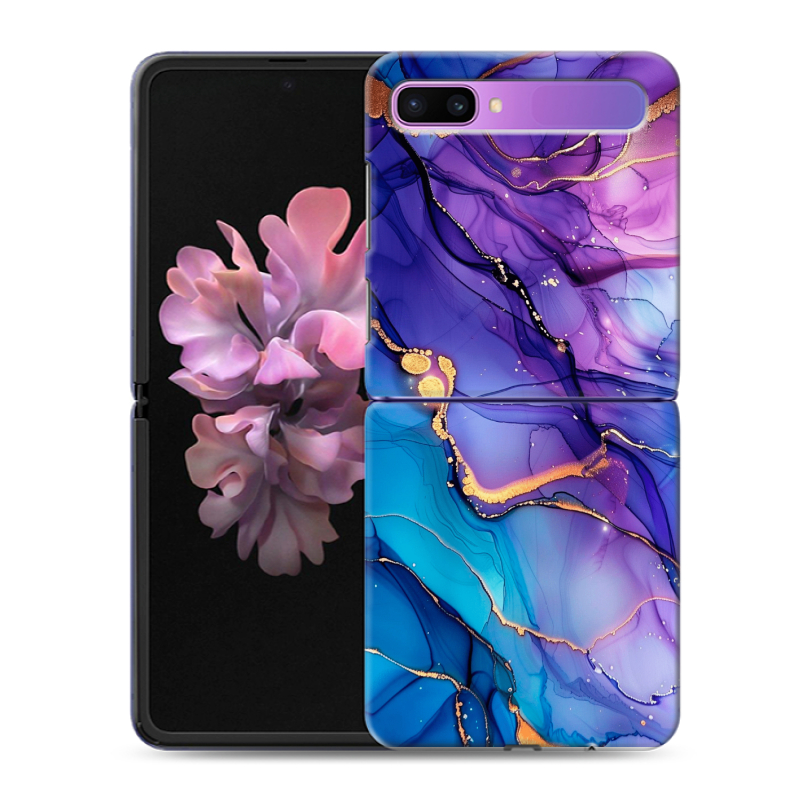 Пластиковый чехол на Samsung Galaxy Z Flip с принтом синий мрамор Пластиковый чехол на Samsung Galaxy Z Flip с принтом синий мрамор