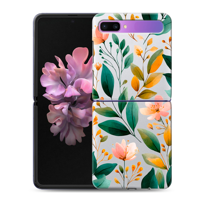 Пластиковый чехол на Samsung Galaxy Z Flip с принтом Цветы паттерн Пластиковый чехол на Samsung Galaxy Z Flip с принтом Цветы паттерн