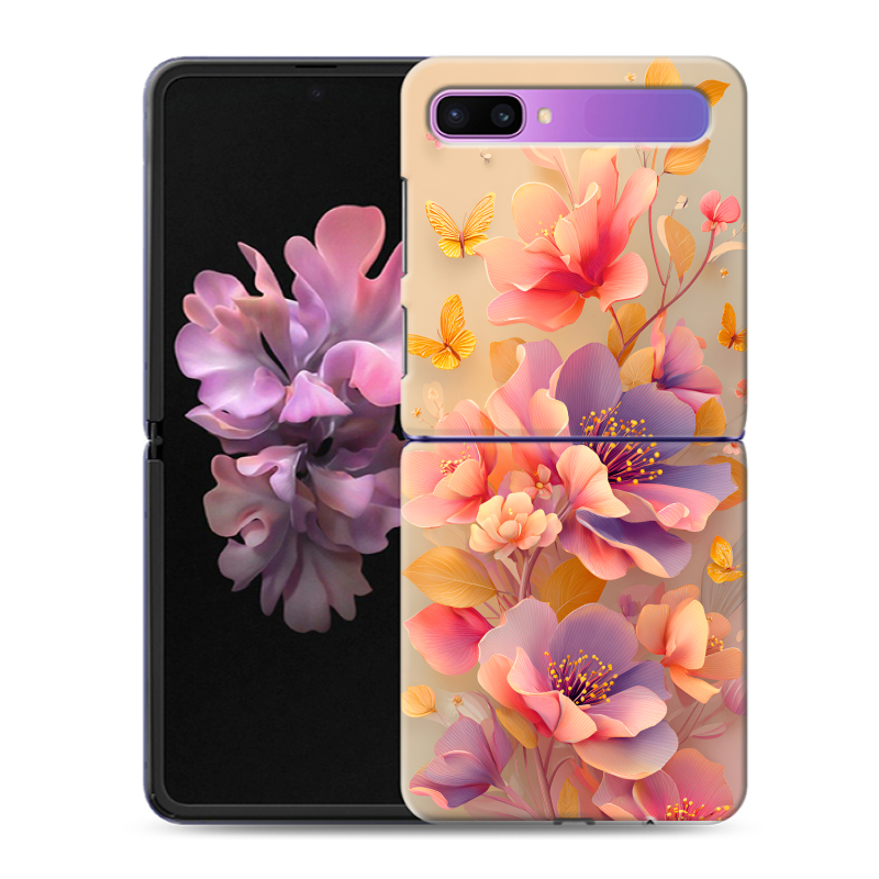 Пластиковый чехол на Samsung Galaxy Z Flip с принтом Цветы и бабочки Пластиковый чехол на Samsung Galaxy Z Flip с принтом Цветы и бабочки