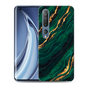 Силиконовый чехол на Xiaomi Mi 10 с принтом Мрамор зеленое золото Силиконовый чехол на Xiaomi Mi 10 с принтом Мрамор зеленое золото