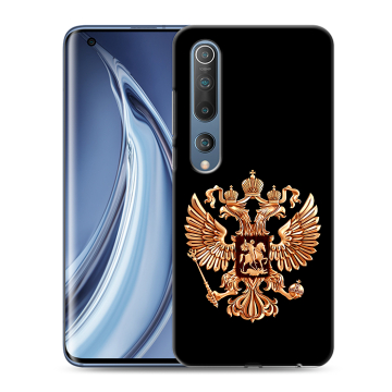 Силиконовый чехол на Xiaomi Mi 10 с принтом Герб России золотой Силиконовый чехол на Xiaomi Mi 10 с принтом Герб России золотой