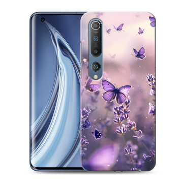 Силиконовый чехол на Xiaomi Mi 10 с принтом бабочки и лаванда Силиконовый чехол на Xiaomi Mi 10 с принтом бабочки и лаванда