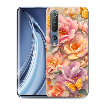 Силиконовый чехол на Xiaomi Mi 10 с принтом Цветы и бабочки Силиконовый чехол на Xiaomi Mi 10 с принтом Цветы и бабочки