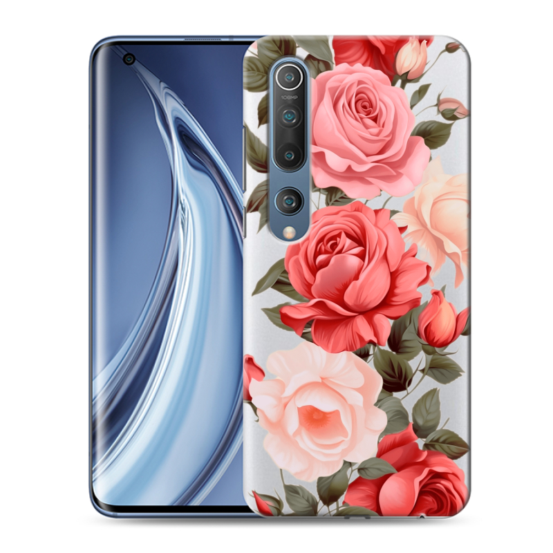 Силиконовый противоударный чехол на Xiaomi Mi 10 с принтом Розы Силиконовый противоударный чехол на Xiaomi Mi 10 с принтом Розы