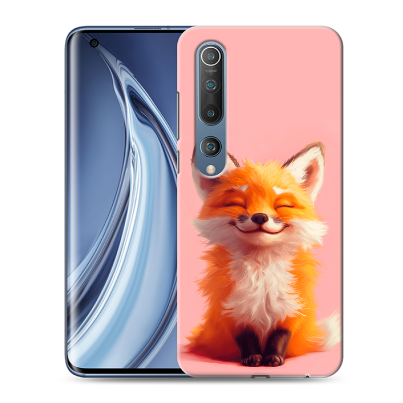 Силиконовый противоударный чехол на Xiaomi Mi 10 с принтом милая лиса Силиконовый противоударный чехол на Xiaomi Mi 10 с принтом милая лиса