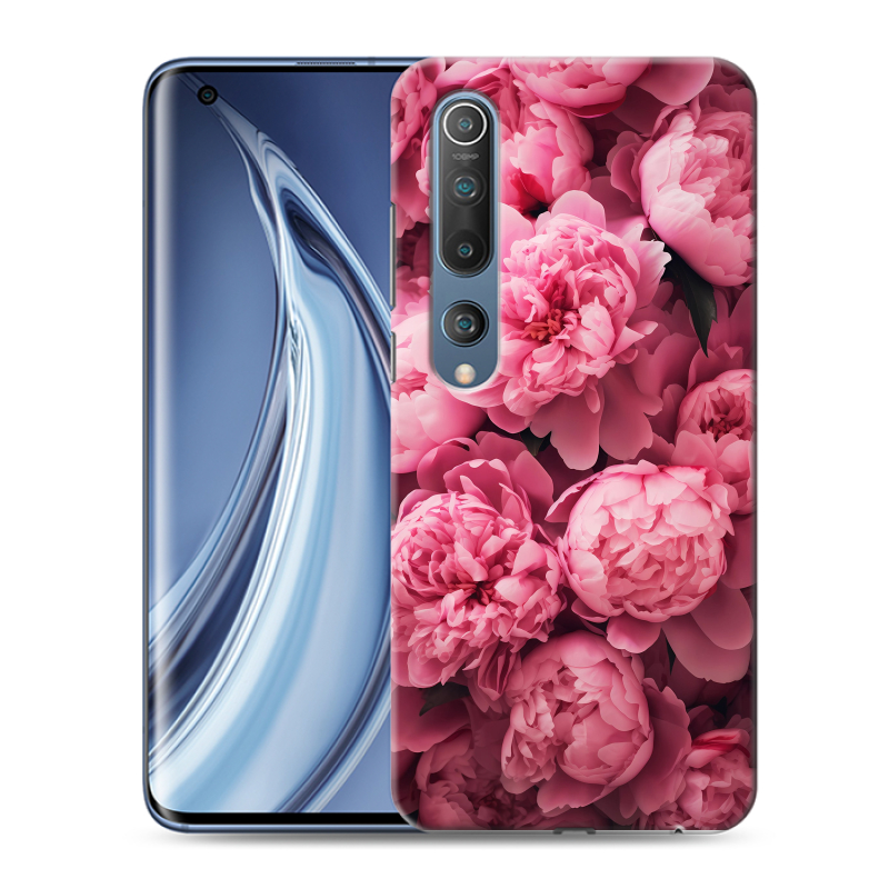 Пластиковый чехол на Xiaomi Mi 10 с принтом цветы пионы Пластиковый чехол на Xiaomi Mi 10 с принтом цветы пионы