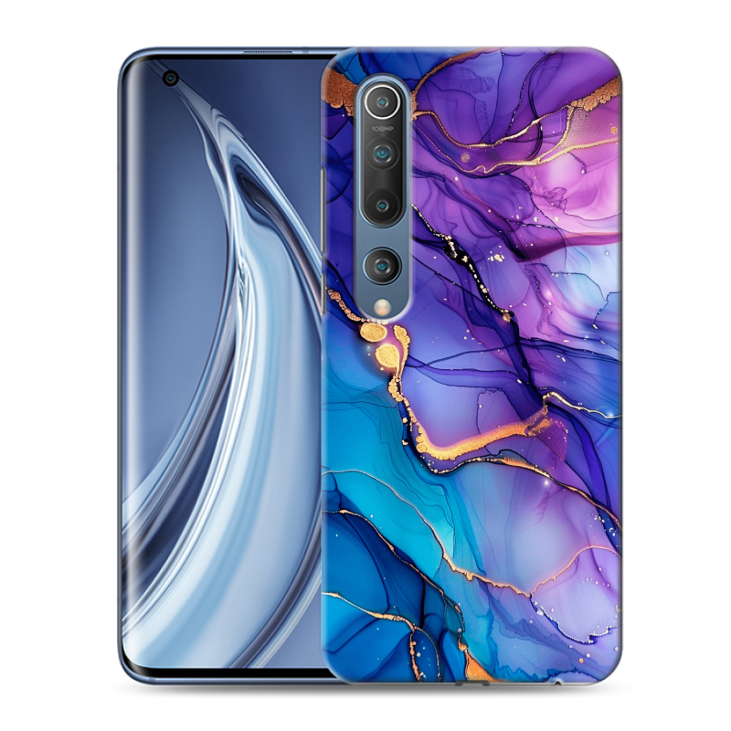 Пластиковый чехол на Xiaomi Mi 10 с принтом синий мрамор Пластиковый чехол на Xiaomi Mi 10 с принтом синий мрамор