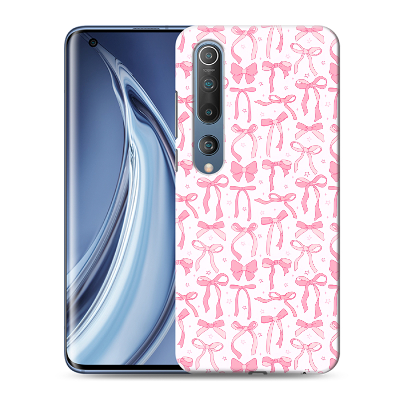 Силиконовый противоударный чехол на Xiaomi Mi 10 с принтом Розовые бантики Силиконовый противоударный чехол на Xiaomi Mi 10 с принтом Розовые бантики