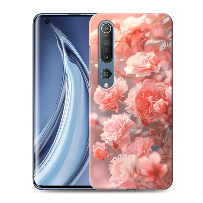 Силиконовый противоударный чехол на Xiaomi Mi 10 с принтом Розы цветы Силиконовый противоударный чехол на Xiaomi Mi 10 с принтом Розы цветы