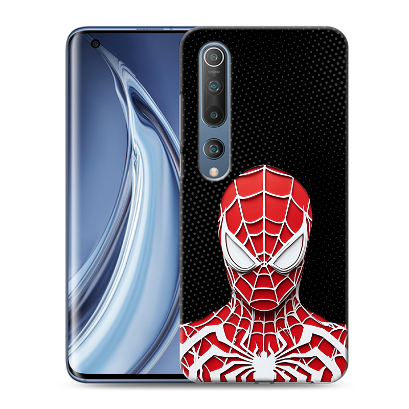 Силиконовый противоударный чехол на Xiaomi Mi 10 с принтом человек паук spiderman Силиконовый противоударный чехол на Xiaomi Mi 10 с принтом человек паук spiderman