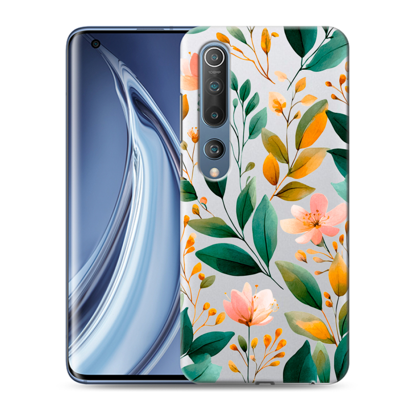 Пластиковый чехол на Xiaomi Mi 10 с принтом Цветы паттерн Пластиковый чехол на Xiaomi Mi 10 с принтом Цветы паттерн
