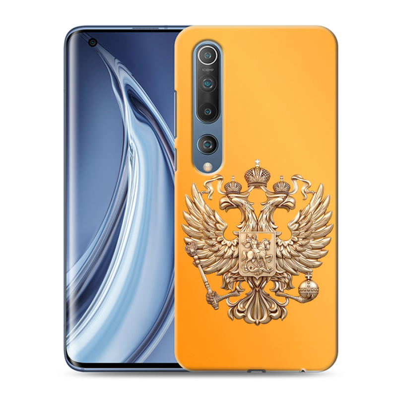 Силиконовый чехол на Xiaomi Mi 10 с принтом Герб Флаг России Силиконовый чехол на Xiaomi Mi 10 с принтом Герб Флаг России