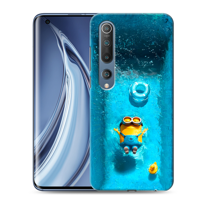 Силиконовый противоударный чехол на Xiaomi Mi 10 с принтом Миньоны Силиконовый противоударный чехол на Xiaomi Mi 10 с принтом Миньоны