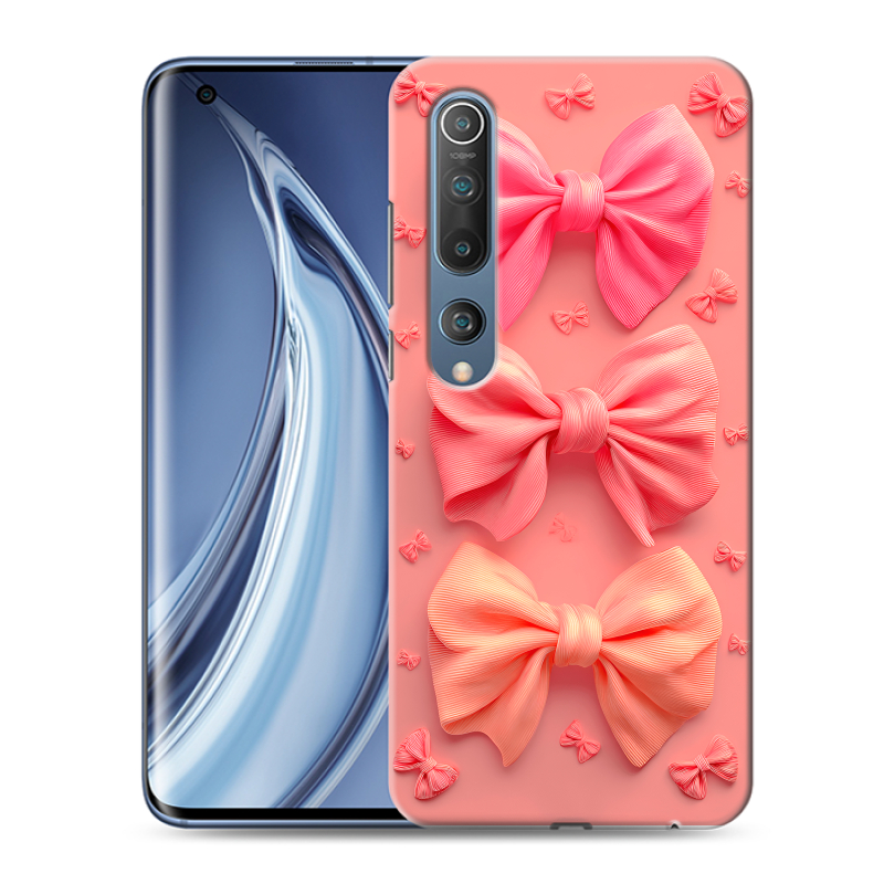 Силиконовый чехол на Xiaomi Mi 10 с принтом Розовые бантики Силиконовый чехол на Xiaomi Mi 10 с принтом Розовые бантики