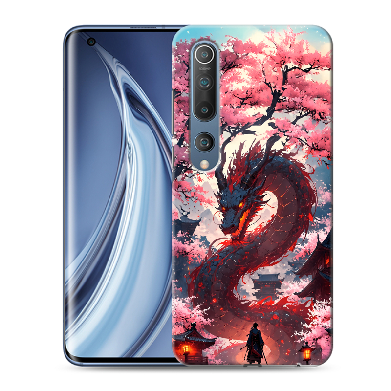 Силиконовый чехол на Xiaomi Mi 10 с принтом Дракон Японский Силиконовый чехол на Xiaomi Mi 10 с принтом Дракон Японский