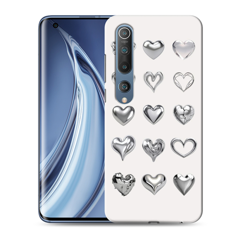 Силиконовый противоударный чехол на Xiaomi Mi 10 с принтом Y2K сердечки Силиконовый противоударный чехол на Xiaomi Mi 10 с принтом Y2K сердечки