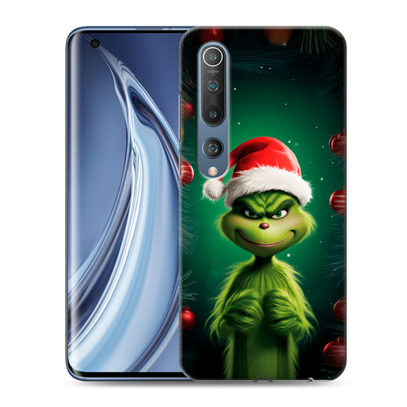 Пластиковый чехол на Xiaomi Mi 10 с принтом Гринч Новый год Рождество Пластиковый чехол на Xiaomi Mi 10 с принтом Гринч Новый год Рождество