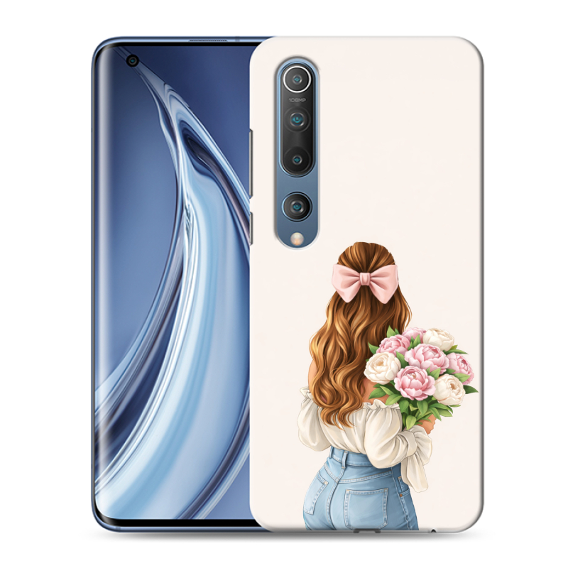 Силиконовый противоударный чехол на Xiaomi Mi 10 с принтом женский Силиконовый противоударный чехол на Xiaomi Mi 10 с принтом женский