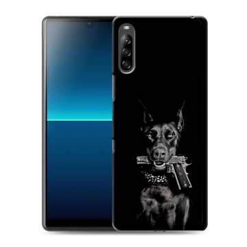 Силиконовый чехол на Sony Xperia L4 с принтом Доберман и пистолет