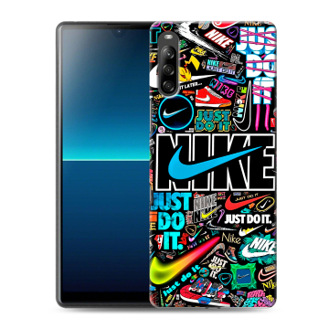 Силиконовый чехол на Sony Xperia L4 с принтом найк nike черный Силиконовый чехол на Sony Xperia L4 с принтом найк nike черный