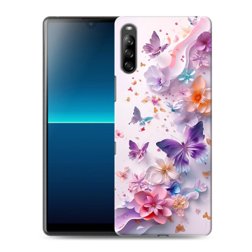 Силиконовый чехол на Sony Xperia L4 с принтом цветы бабочки