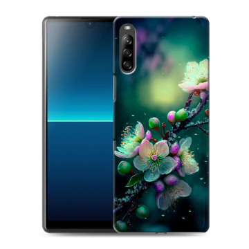 Силиконовый чехол на Sony Xperia L4 с принтом Цветы и мрамор