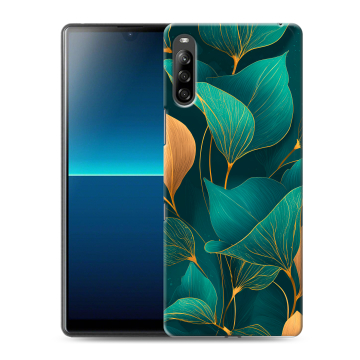 Силиконовый чехол на Sony Xperia L4 с принтом Листья и золото